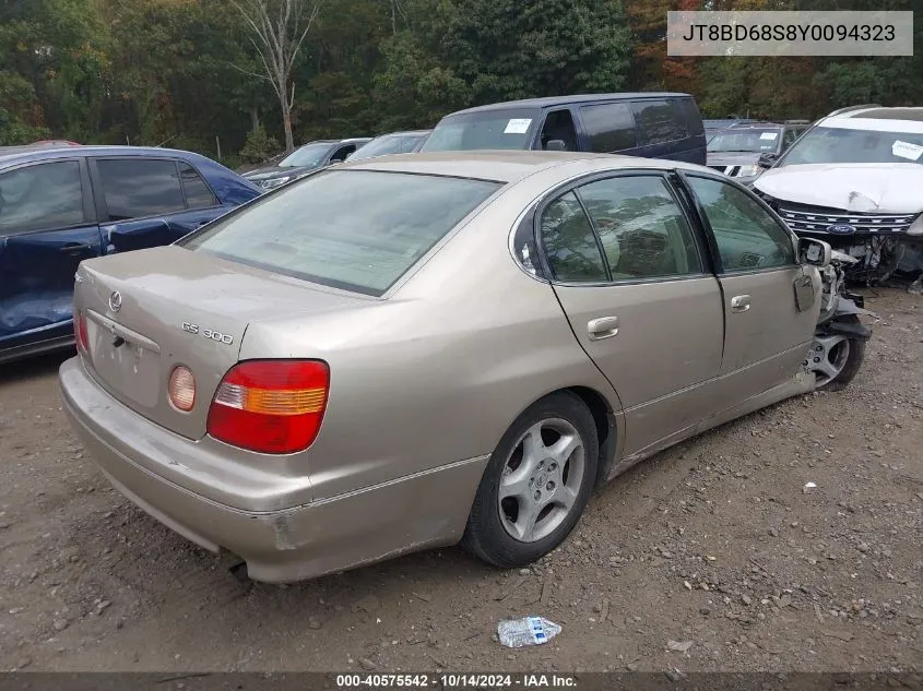 2000 Lexus Gs 300 VIN: JT8BD68S8Y0094323 Lot: 40575542