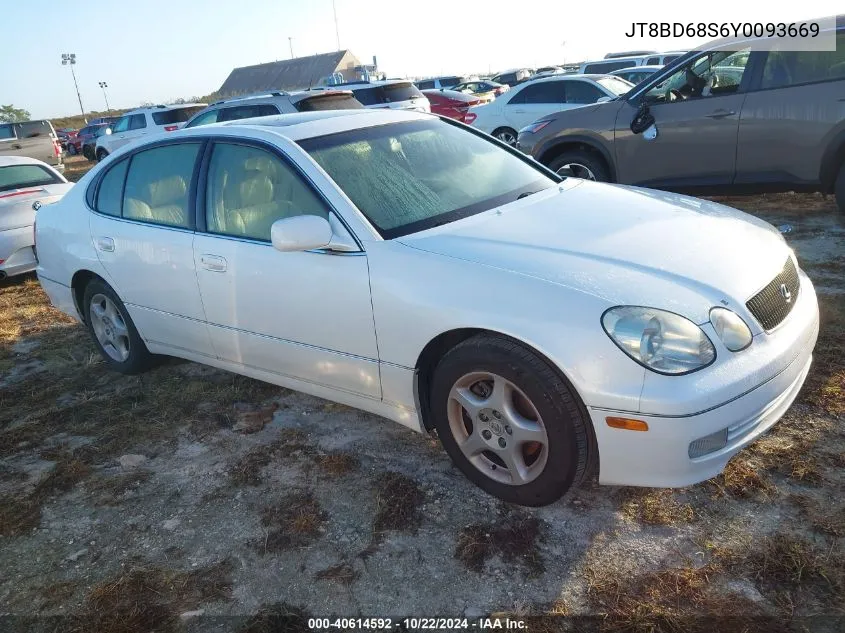 2000 Lexus Gs 300 VIN: JT8BD68S6Y0093669 Lot: 40614592