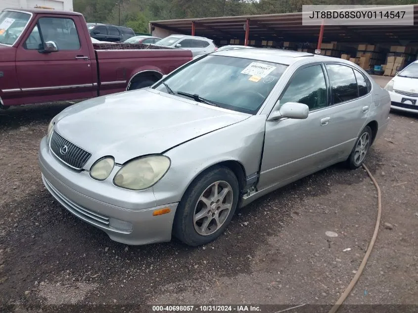 2000 Lexus Gs 300 VIN: JT8BD68S0Y0114547 Lot: 40698057