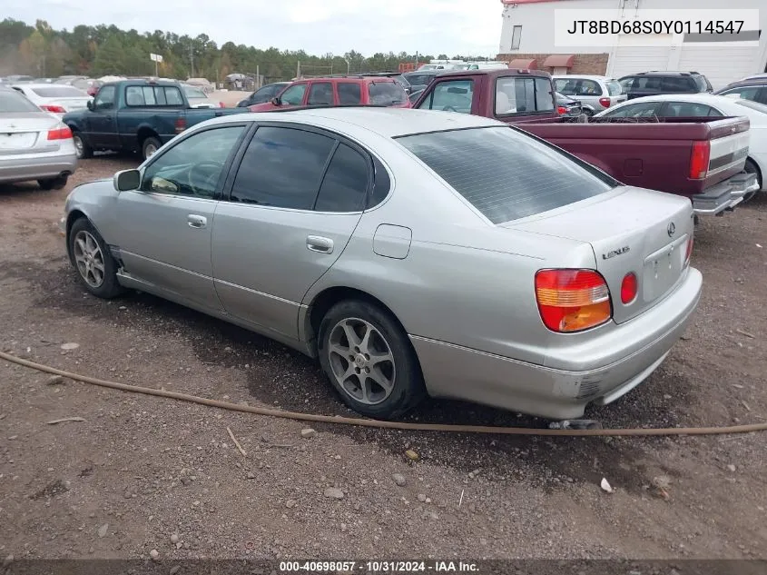 2000 Lexus Gs 300 VIN: JT8BD68S0Y0114547 Lot: 40698057