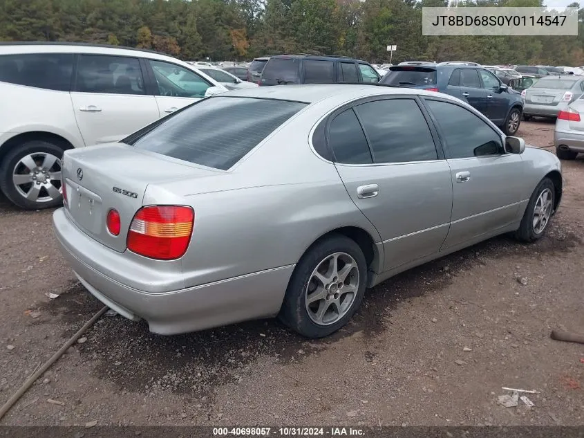 2000 Lexus Gs 300 VIN: JT8BD68S0Y0114547 Lot: 40698057