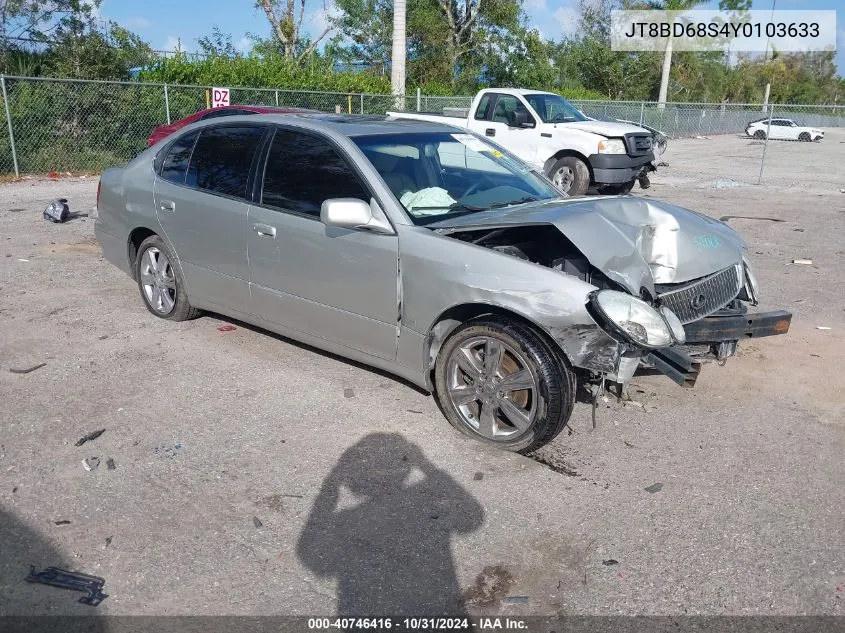 2000 Lexus Gs 300 VIN: JT8BD68S4Y0103633 Lot: 40746416