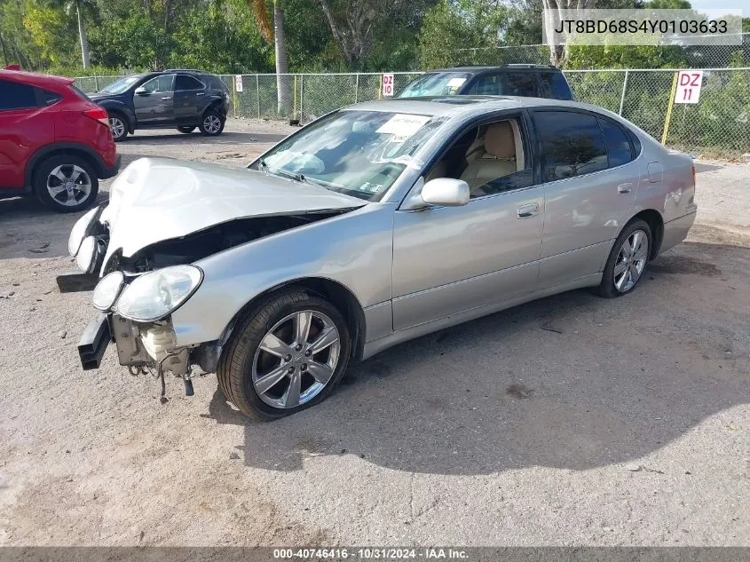 2000 Lexus Gs 300 VIN: JT8BD68S4Y0103633 Lot: 40746416