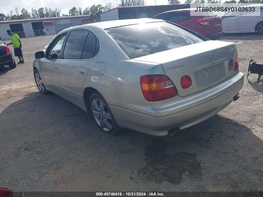 2000 Lexus Gs 300 VIN: JT8BD68S4Y0103633 Lot: 40746416