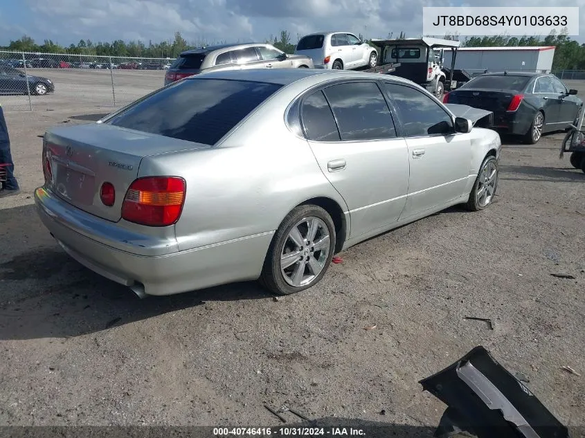 2000 Lexus Gs 300 VIN: JT8BD68S4Y0103633 Lot: 40746416