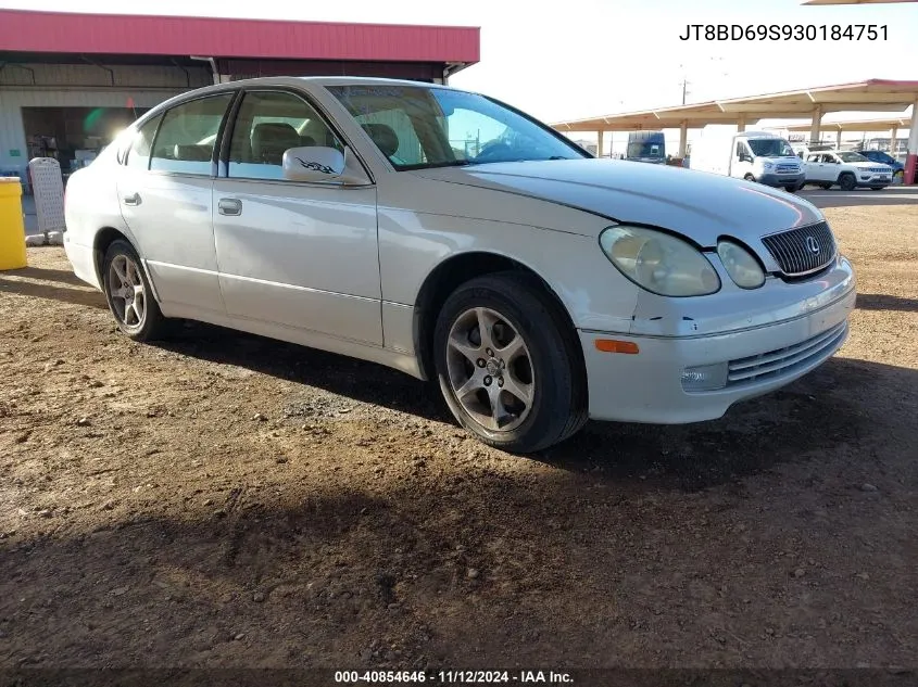 2003 Lexus Gs 300 Base (A5) VIN: JT8BD69S930184751 Lot: 40854646