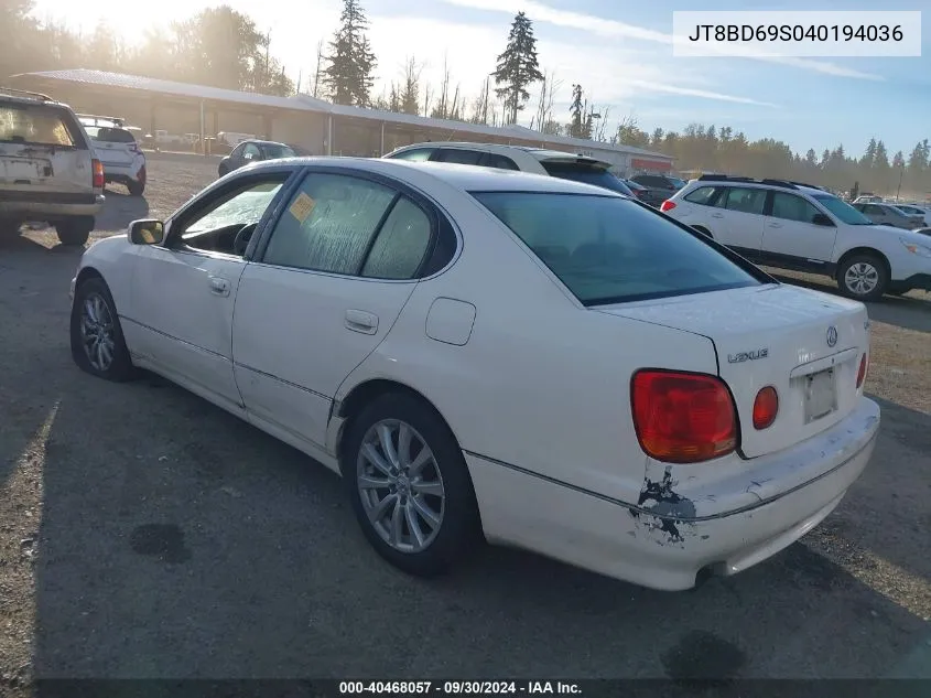 2004 Lexus Gs 300 300 VIN: JT8BD69S040194036 Lot: 40468057