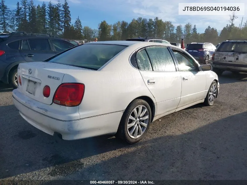 2004 Lexus Gs 300 300 VIN: JT8BD69S040194036 Lot: 40468057