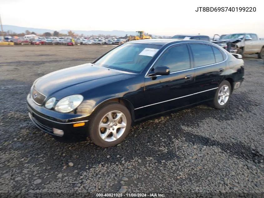 2004 Lexus Gs 300 VIN: JT8BD69S740199220 Lot: 40821025