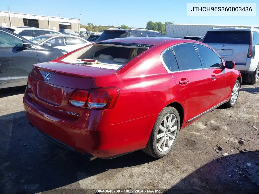 2006 Lexus Gs 300 VIN: JTHCH96S360003436 Lot: 40645730