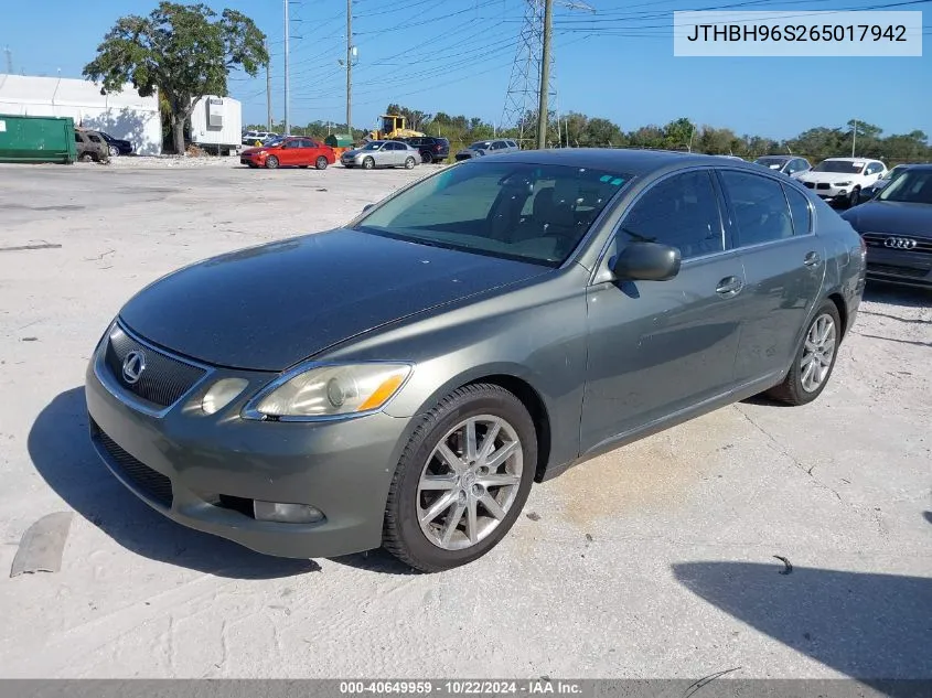 2006 Lexus Gs 300 VIN: JTHBH96S265017942 Lot: 40649959