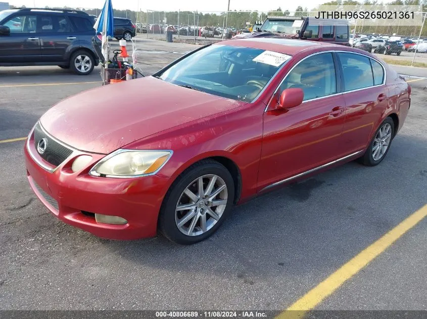 2006 Lexus Gs 300 VIN: JTHBH96S265021361 Lot: 40806689