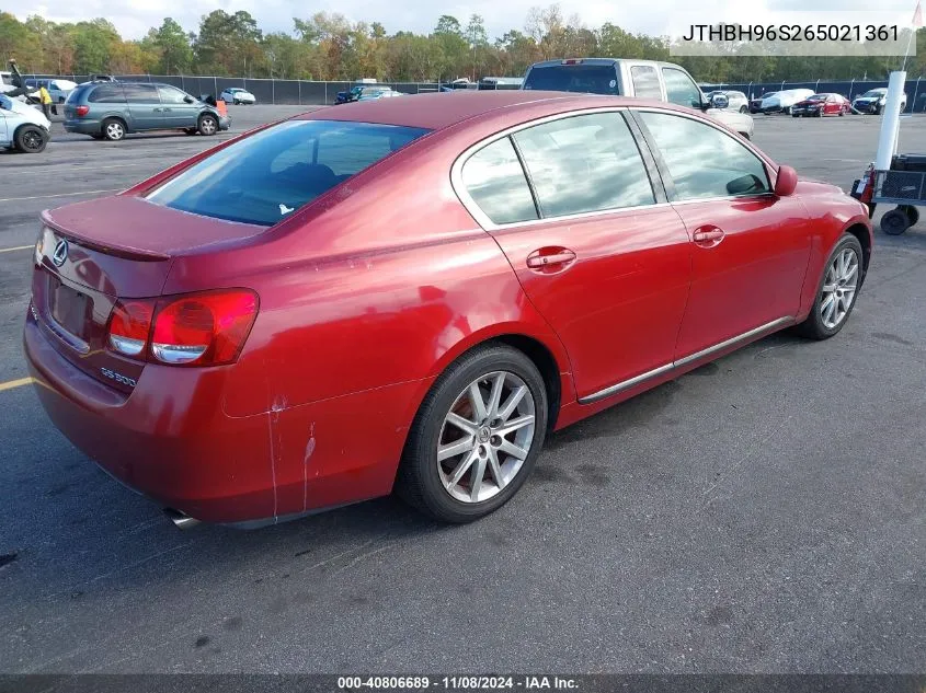 2006 Lexus Gs 300 VIN: JTHBH96S265021361 Lot: 40806689