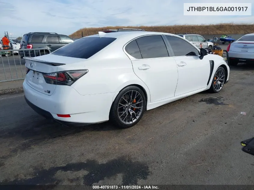 2016 Lexus Gs F VIN: JTHBP1BL6GA001917 Lot: 40751873