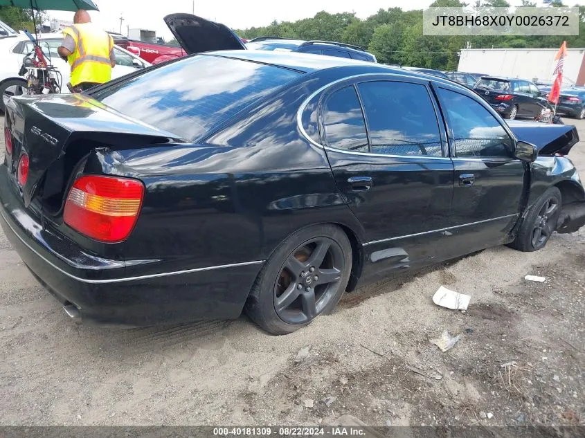 2000 Lexus Gs 400 VIN: JT8BH68X0Y0026372 Lot: 40181309