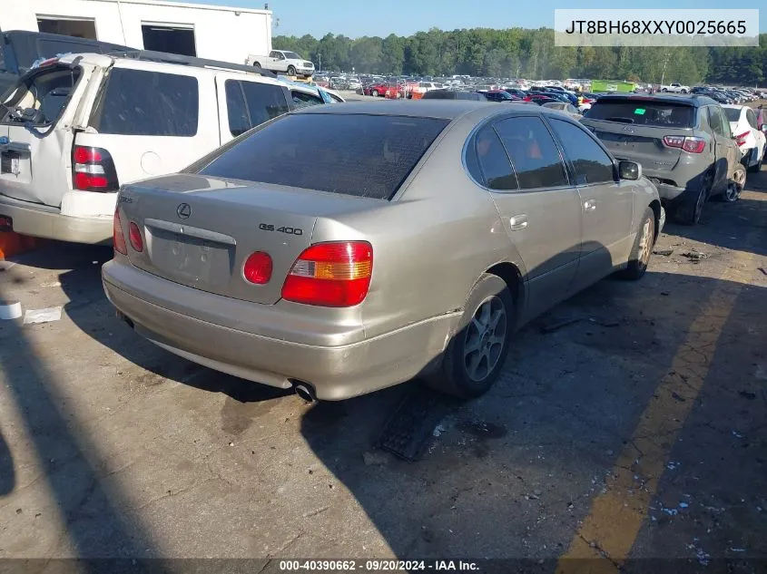 2000 Lexus Gs 400 VIN: JT8BH68XXY0025665 Lot: 40390662