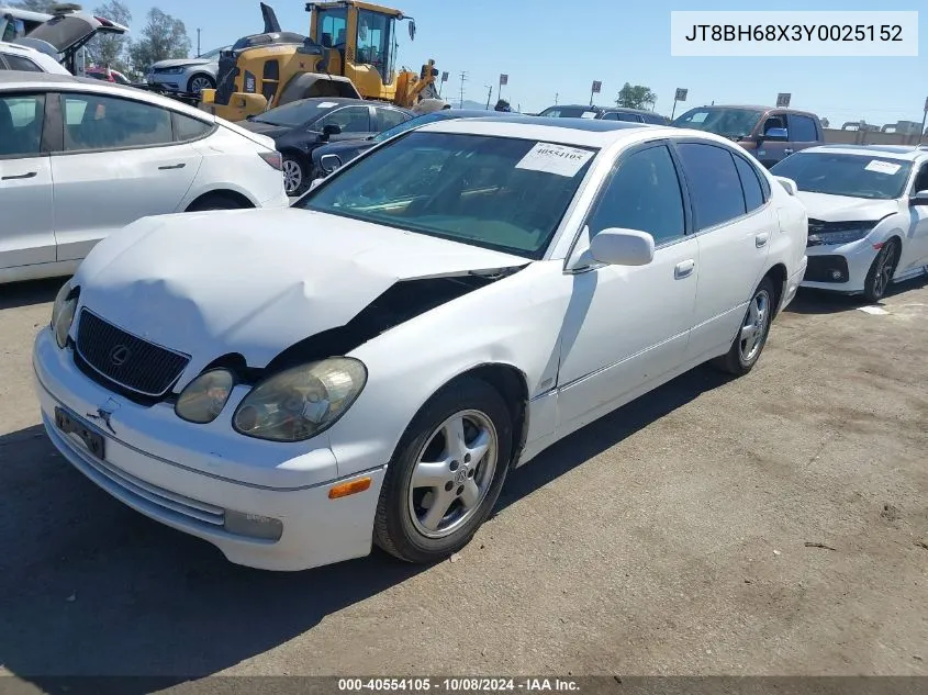 2000 Lexus Gs 400 VIN: JT8BH68X3Y0025152 Lot: 40554105