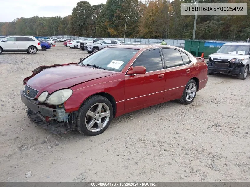 2000 Lexus Gs 400 VIN: JT8BH68X5Y0025492 Lot: 40684173