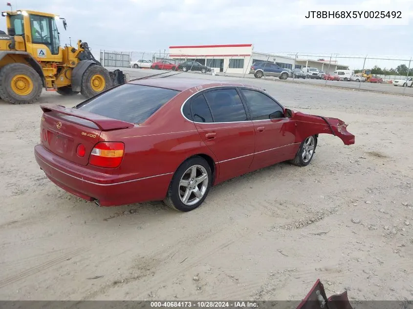 2000 Lexus Gs 400 VIN: JT8BH68X5Y0025492 Lot: 40684173