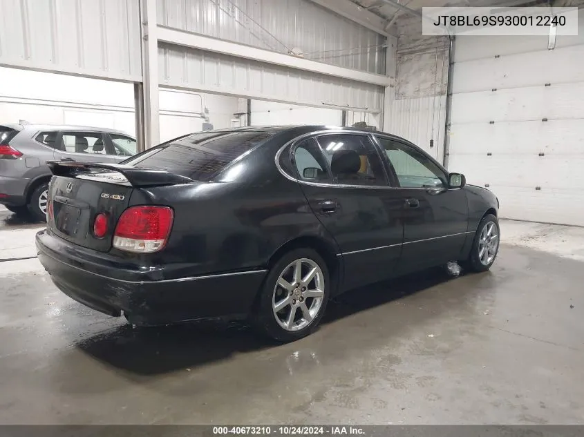 2003 Lexus Gs 430 430 VIN: JT8BL69S930012240 Lot: 40673210