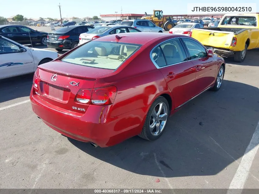 2008 Lexus Gs 350 VIN: JTHBE96S980042510 Lot: 40368317