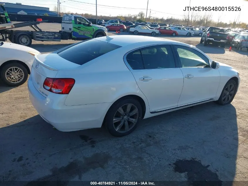 2008 Lexus Gs 350 VIN: JTHCE96S480015526 Lot: 40784921