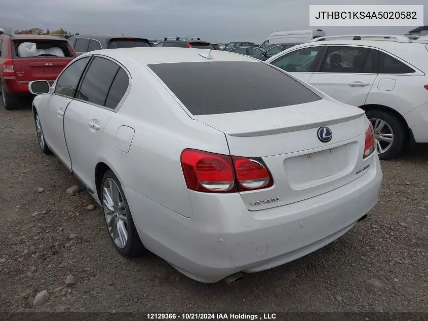 2010 Lexus Gs 450H VIN: JTHBC1KS4A5020582 Lot: 12129366