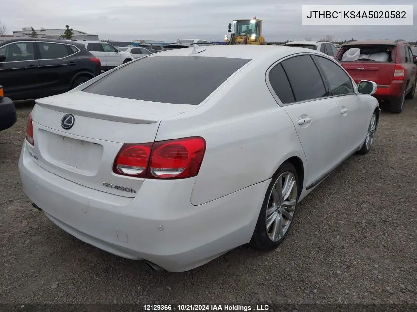 2010 Lexus Gs 450H VIN: JTHBC1KS4A5020582 Lot: 12129366