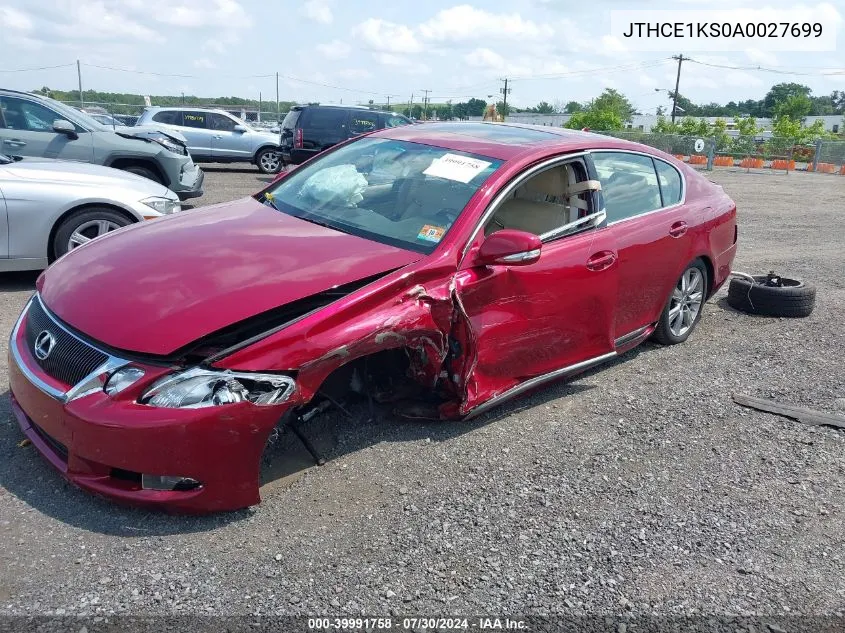 2010 Lexus Gs 350 VIN: JTHCE1KS0A0027699 Lot: 39991758