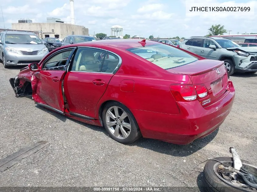 2010 Lexus Gs 350 VIN: JTHCE1KS0A0027699 Lot: 39991758