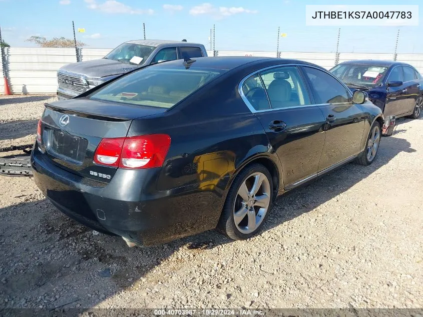 2010 Lexus Gs 350 VIN: JTHBE1KS7A0047783 Lot: 40703987