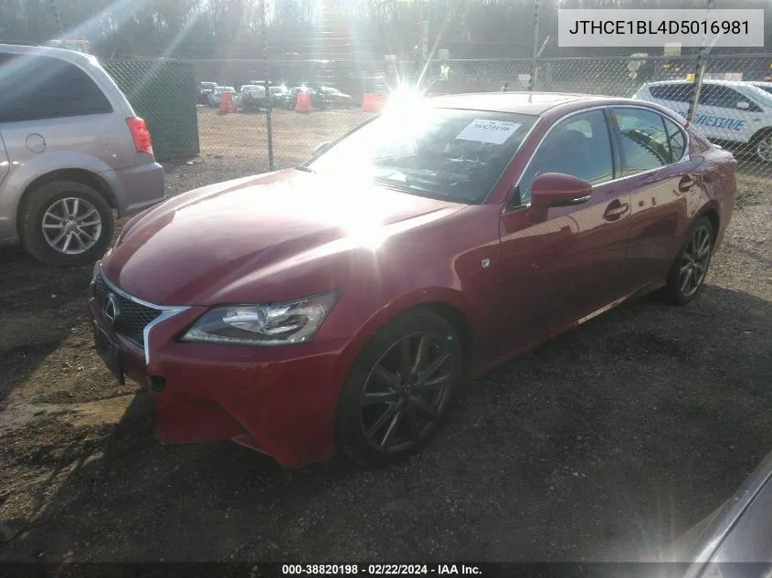 2013 Lexus Gs 350 VIN: JTHCE1BL4D5016981 Lot: 38820198