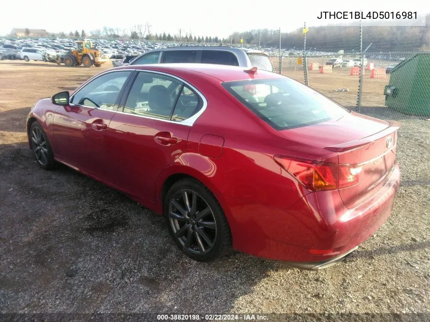 2013 Lexus Gs 350 VIN: JTHCE1BL4D5016981 Lot: 38820198