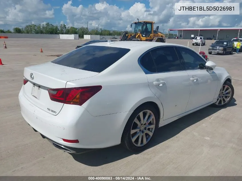 2013 Lexus Gs 350 VIN: JTHBE1BL5D5026981 Lot: 40090083