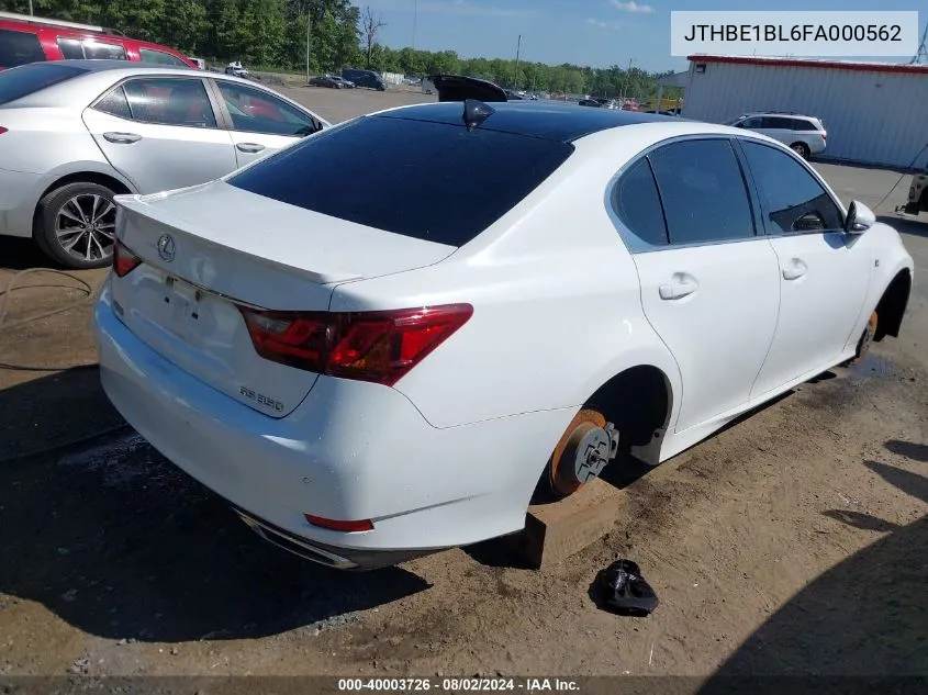 2015 Lexus Gs 350 VIN: JTHBE1BL6FA000562 Lot: 40003726