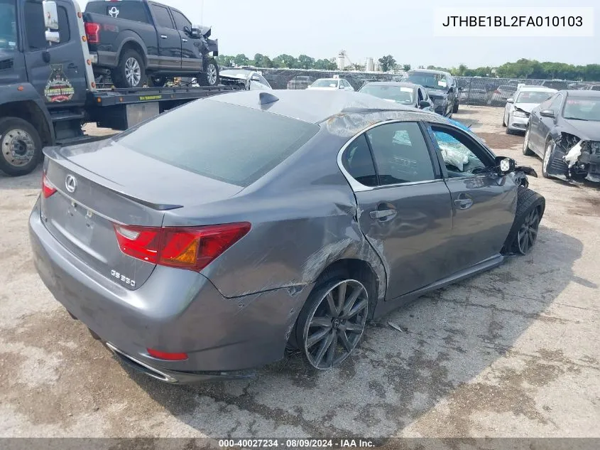 2015 Lexus Gs 350 VIN: JTHBE1BL2FA010103 Lot: 40027234