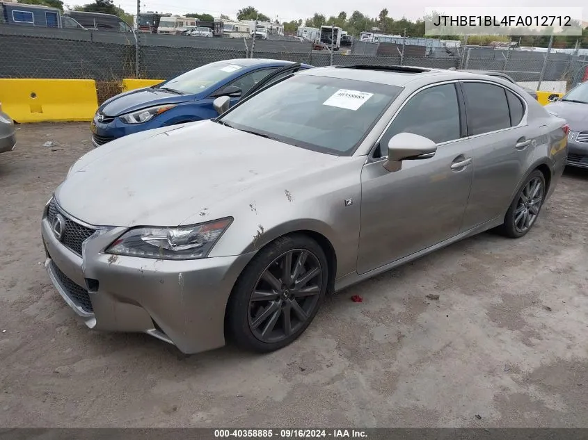 2015 Lexus Gs 350 VIN: JTHBE1BL4FA012712 Lot: 40358885