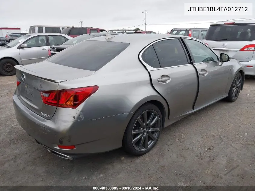 2015 Lexus Gs 350 VIN: JTHBE1BL4FA012712 Lot: 40358885