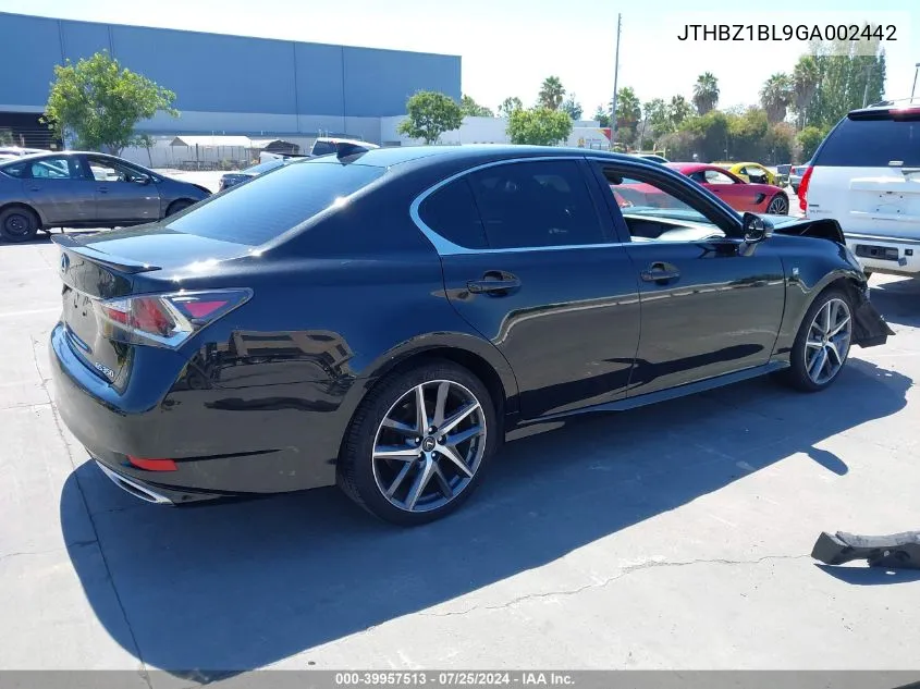 2016 Lexus Gs 350 F Sport VIN: JTHBZ1BL9GA002442 Lot: 39957513