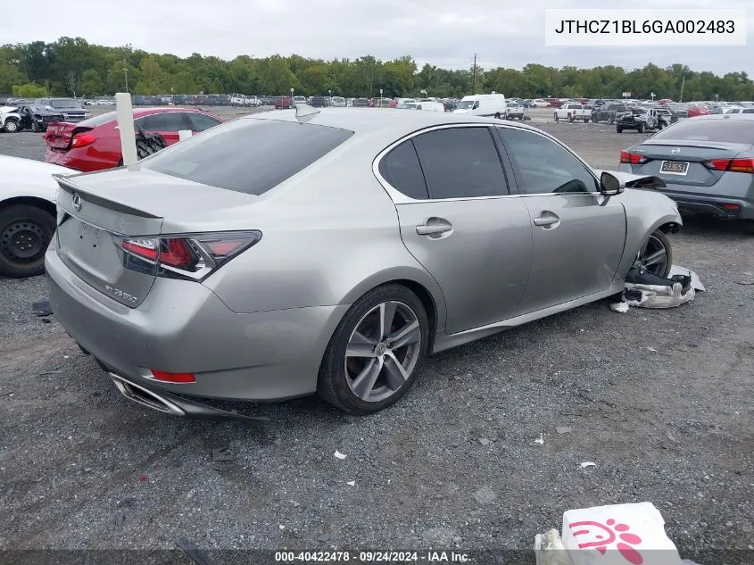 2016 Lexus Gs 350 VIN: JTHCZ1BL6GA002483 Lot: 40422478