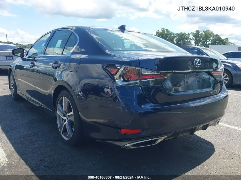 2019 Lexus Gs 350 VIN: JTHCZ1BL3KA010940 Lot: 40168307