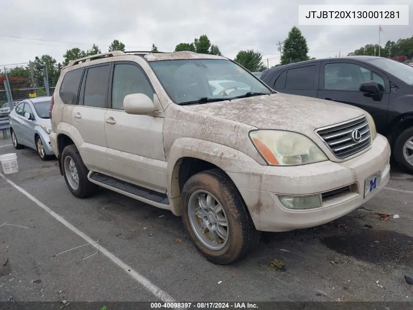 2003 Lexus Gx 470 VIN: JTJBT20X130001281 Lot: 40098397