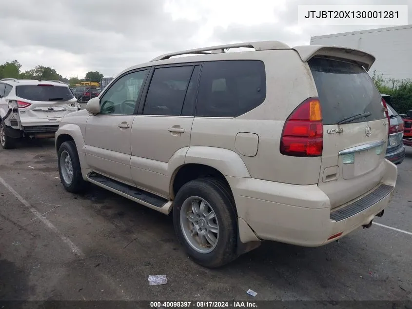 2003 Lexus Gx 470 VIN: JTJBT20X130001281 Lot: 40098397