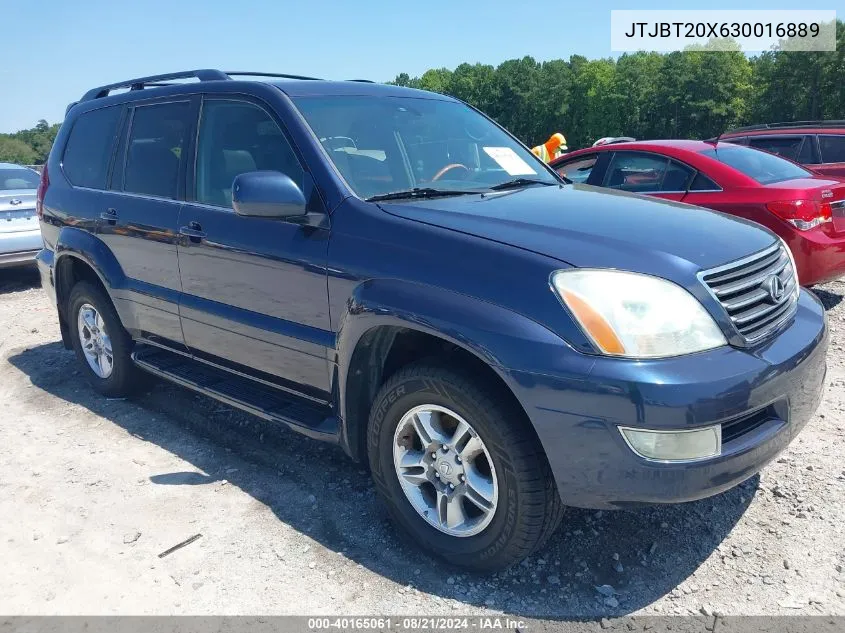 2003 Lexus Gx 470 VIN: JTJBT20X630016889 Lot: 40165061