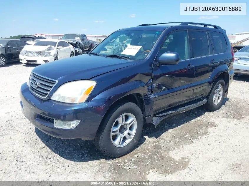 2003 Lexus Gx 470 VIN: JTJBT20X630016889 Lot: 40165061