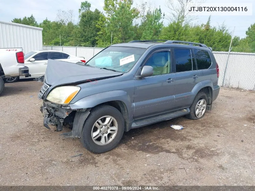 2003 Lexus Gx 470 VIN: JTJBT20X130004116 Lot: 40270378