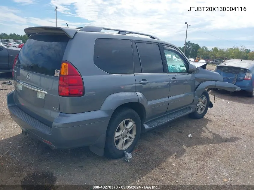 2003 Lexus Gx 470 VIN: JTJBT20X130004116 Lot: 40270378