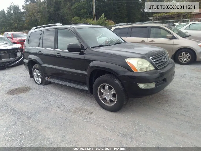 2003 Lexus Gx 470 VIN: JTJBT20XX30011534 Lot: 40315244