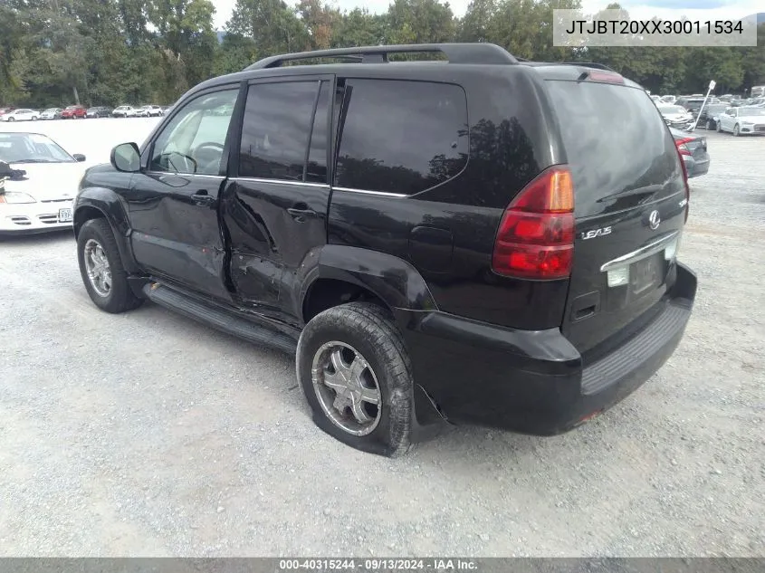 2003 Lexus Gx 470 VIN: JTJBT20XX30011534 Lot: 40315244