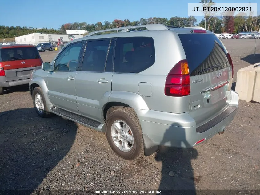 2003 Lexus Gx 470 VIN: JTJBT20X130002821 Lot: 40349122